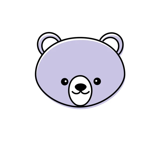 Cute Beruang Kepala Liar Vektor Hewan Ilustrasi - Stok Vektor