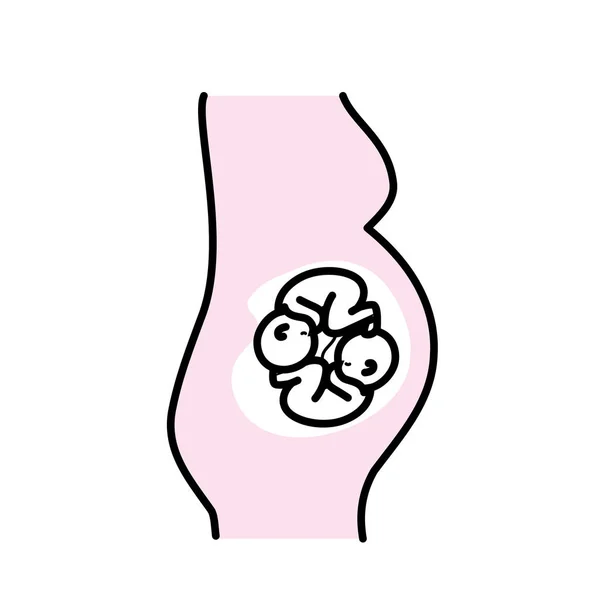 Femme Enceinte Avec Beaux Jumeaux Bébés Illustration Vectorielle — Image vectorielle