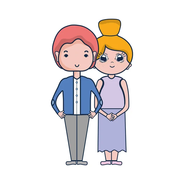 Casal Beleza Juntamente Com Desenho Penteado Ilustração Vetorial — Vetor de Stock