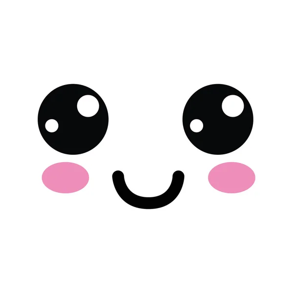 Kawaii Mignon Visage Heureux Avec Bouche Les Joues Illustration Vectorielle — Image vectorielle