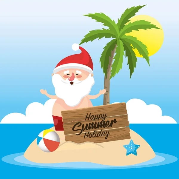 Santa Claus Las Vacaciones Verano Vector Ilustración — Archivo Imágenes Vectoriales