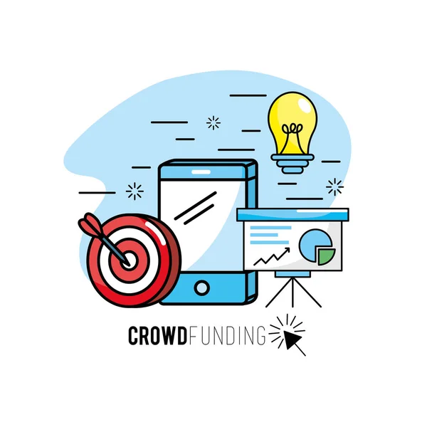 Projeto Estratégia Crowdfunding Para Financiar Ilustração Vetorial Apoio — Vetor de Stock