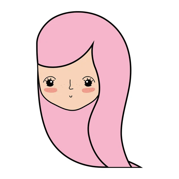 Cute Woman Head Hairstyle Design Vector Illustration — Stock Vector
