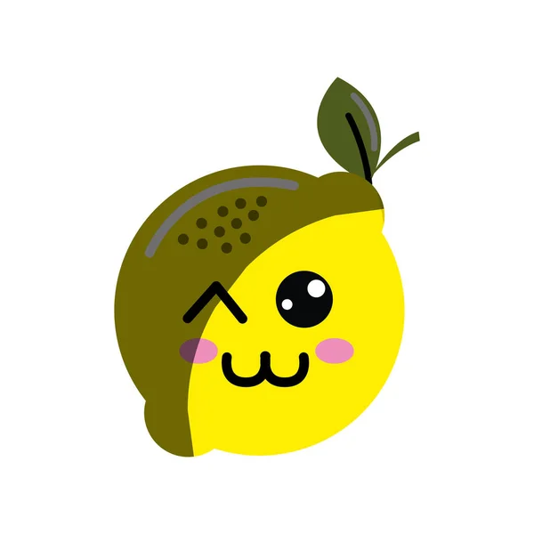 Kawaii Pěkný Happy Citron Ikony Vektorová Ilustrace Design — Stockový vektor