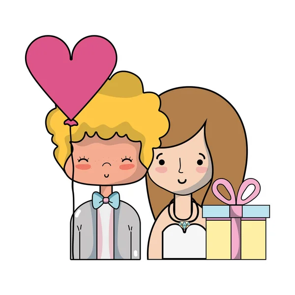 Beauty Couple Married Hairstyle Design Vector Illustration — Stock Vector