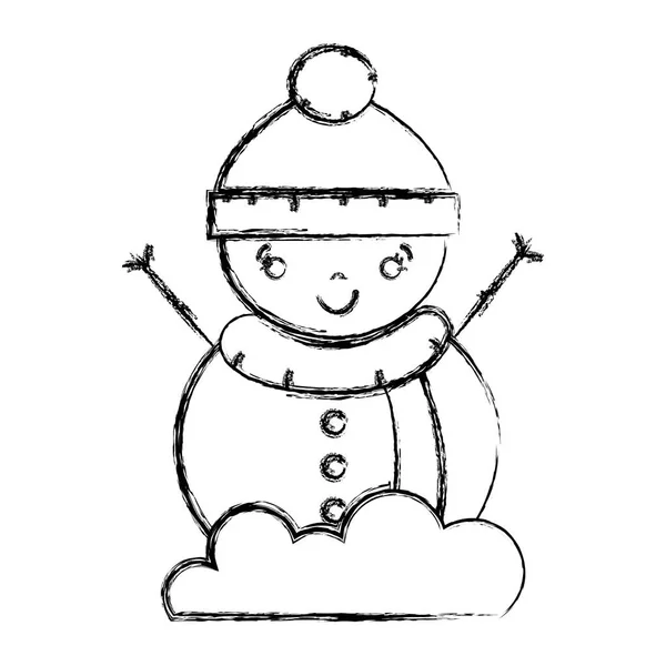 Figur Schneemann Zum Dekorieren Und Feiern Frohe Weihnachten Vektor Illustration — Stockvektor