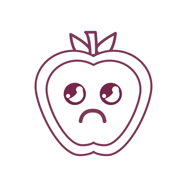 Silhouette Kawaii Belle Fraise Triste Fruit Illustration Vectorielle — Image vectorielle