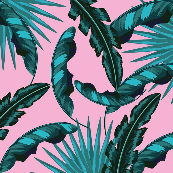 Folhas Tropicais Plantas Naturais Fundo Vetor Ilustração —  Vetores de Stock