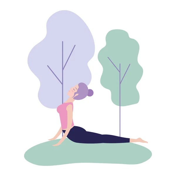 Rilassare Donna Facendo Yoga Esercizio Vettoriale Illustrazione — Vettoriale Stock