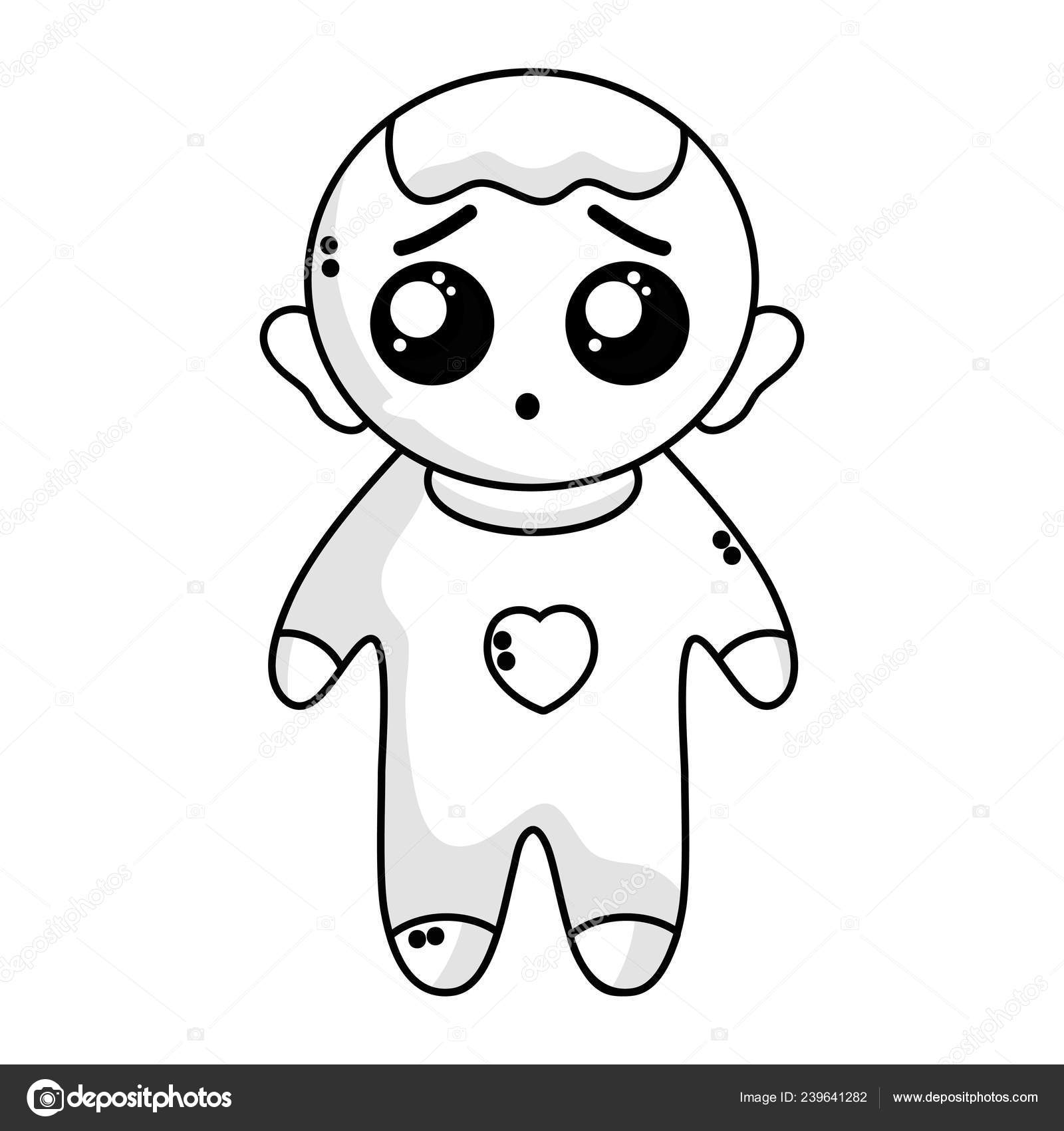 Line Cute Baby Boy Hairstyle Clothes Vector Illustration Stock