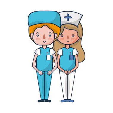 Doktor ve hemşire insanlar vektör çizim yardımcı olmak için