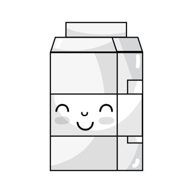 satır kawaii şirin mutlu süt kutusu vektör çizim