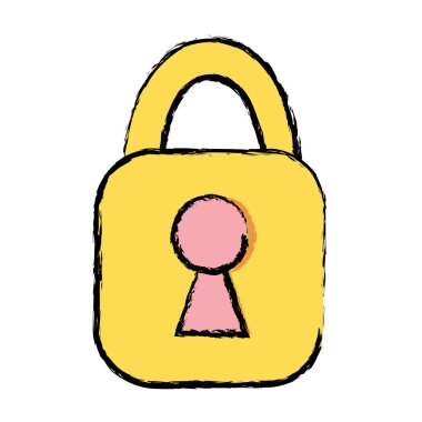 Güvenlik ve koruma işareti vektör çizim öğesine asma kilit