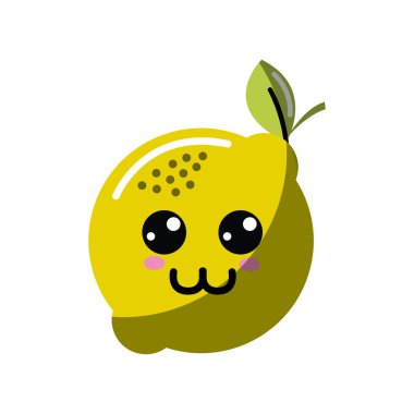 Kawaii güzel mutlu limon simgesi, vektör çizim tasarım