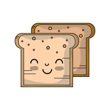 Kawaii sevimli yumuşak ekmek beslenme vektör çizim