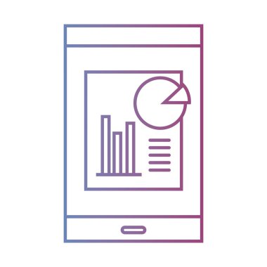 Şirket belge ve istatistik çubuk diyagram vektör çizim ile akıllı telefon hattı