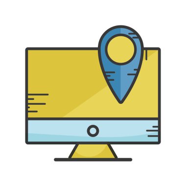 bilgisayar elektronik teknolojisi konumu simge vektör çizim ile