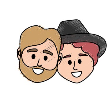 çift kafa ile birlikte saç modeli tasarım illüstrasyon vektör