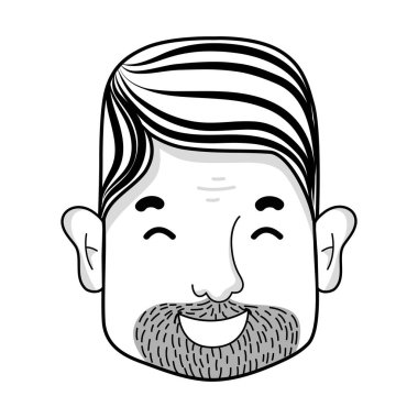 çizgi adam yüz saç ve sakal vektör çizim ile