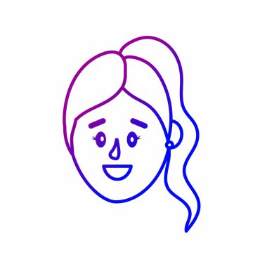 Avatar kadın baş saç modeli tasarım vektör çizim ile satır