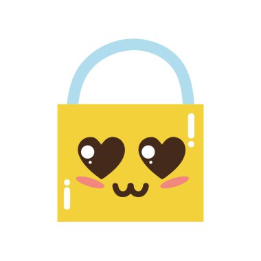 Kawaii şirin ihale asma kilit öğesi vektör çizim