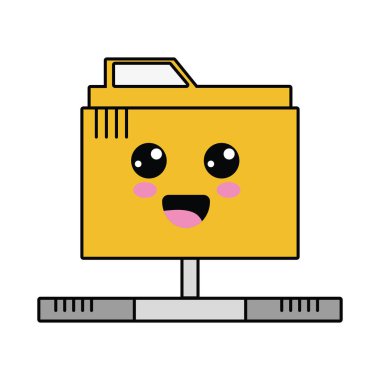 Kawaii şirin mutlu dosya bilgi vektör çizim