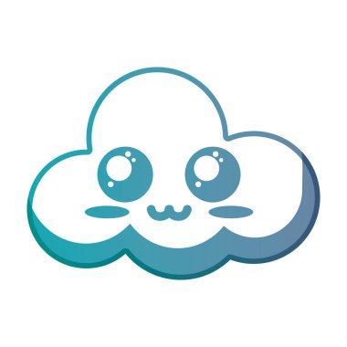 satır kawaii şirin mutlu bulut hava vektör çizim