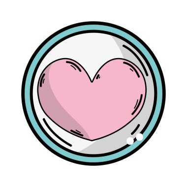 kalp amblemi sevgi ve romantik sembol vektör çizim