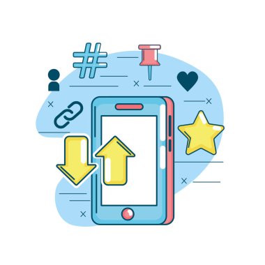 Sosyal Medya bağlantı dijital ağ vektör çizim içinde