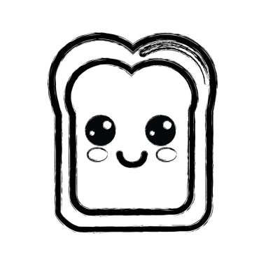 kontur kawaii şirin mutlu ekmek kutsal kişilerin resmi, vektör çizim