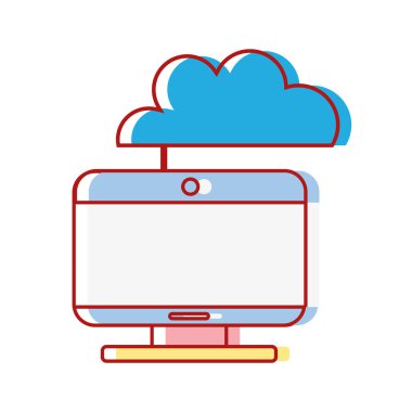 bilgisayar teknolojisi bulut veri merkezi vektör çizim ile