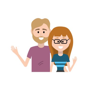 Çift birlikte rahat kıyafetler vektör çizim tasarım