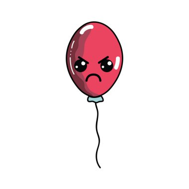 Kawaii şirin ve kızgın balon simge vektör çizim