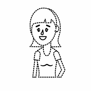 noktalı şekli kadın saç modeli ve bluz tasarım vektör çizim ile