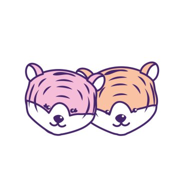 sevimli kaplan hayvan çift birlikte vektör çizim kafa