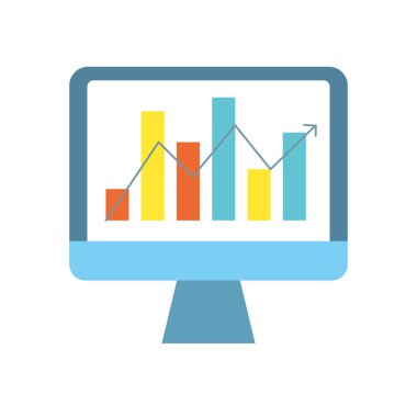 bilgisayar teknolojisi istatistikleri diyagramı vektör çizim bar ile