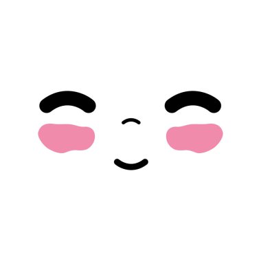 Kawaii sevimli mutlu yüz ifade vektör çizim