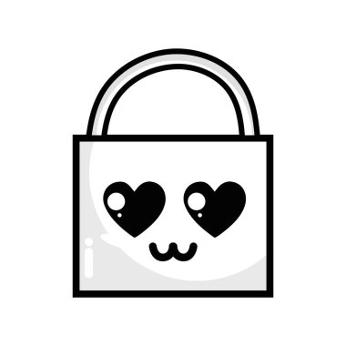 satır kawaii şirin ihale asma kilit öğesi vektör çizim