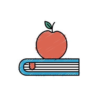 elma meyve üzerinde kitap vektör Illustration kapatın