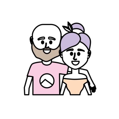 Çift birlikte rahat kıyafetler vektör çizim tasarım