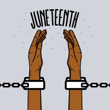 Eller yukarı özgürlük, vektör çizim kutlamak için zincir ile