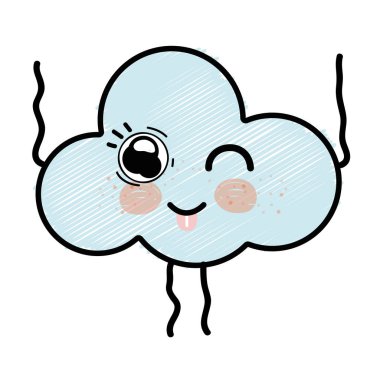 Kawaii şirin komik bulut hava vektör çizim