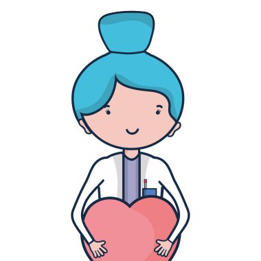 uzman kadın doktor kalp vektör çizim ile