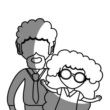 Baba ve kızı beyaz arka plan, vektör çizim üzerinde