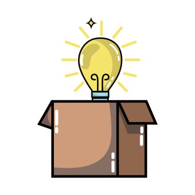 kutu paket ampul fikir vektör çizim ile açık