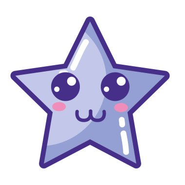 Kawaii şirin mutlu yıldız parlak vektör çizim