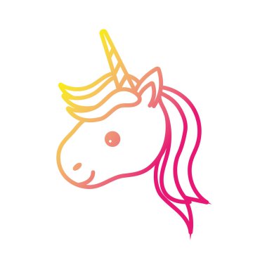 siluet şirin tek boynuzlu at kafası boynuz ve saç şekli vektör çizim ile