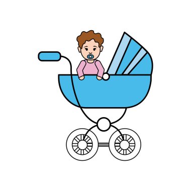 kız bebek arabası kutsal kişilerin resmi, vektör tasarım görüntü illüstrasyon içinde