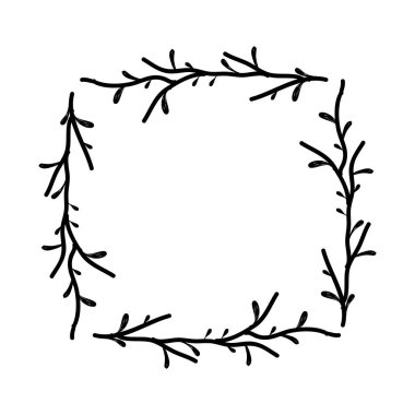 rustik kare dalları dekorasyon, vektör çizim tasarım