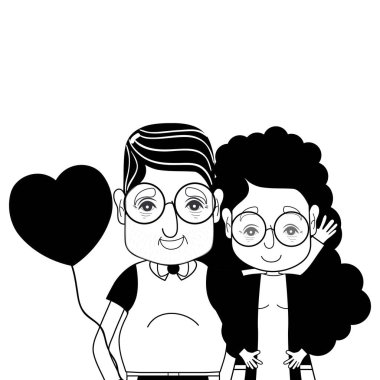 gözlük ve saç modeli ile kontur coupe yaşlılar illüstrasyon vektör